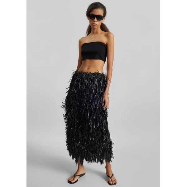 The Frankie Shop Elsie Knit Tube Top - Black - Oversized Minimalist Tops in Black - Shop at Luxury Shoes 
