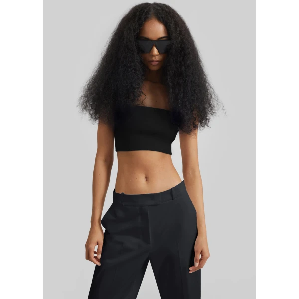 The Frankie Shop Elsie Knit Tube Top - Black - Oversized Minimalist Tops in Black - Shop at Luxury Shoes 