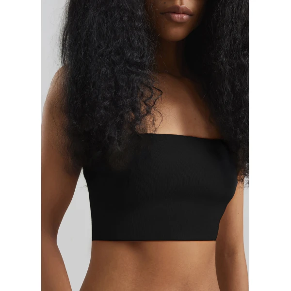 The Frankie Shop Elsie Knit Tube Top - Black - Oversized Minimalist Tops in Black - Shop at Luxury Shoes 