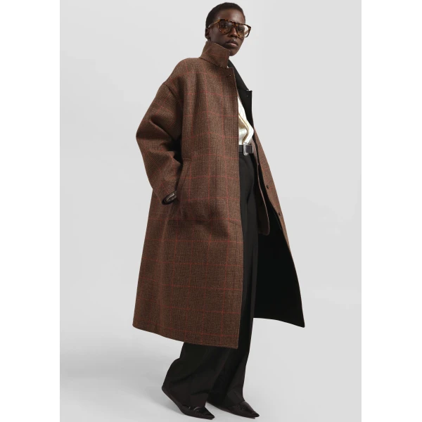 The Frankie Shop Elton Reversible Car Coat – Brown Glen Plaid, view 2