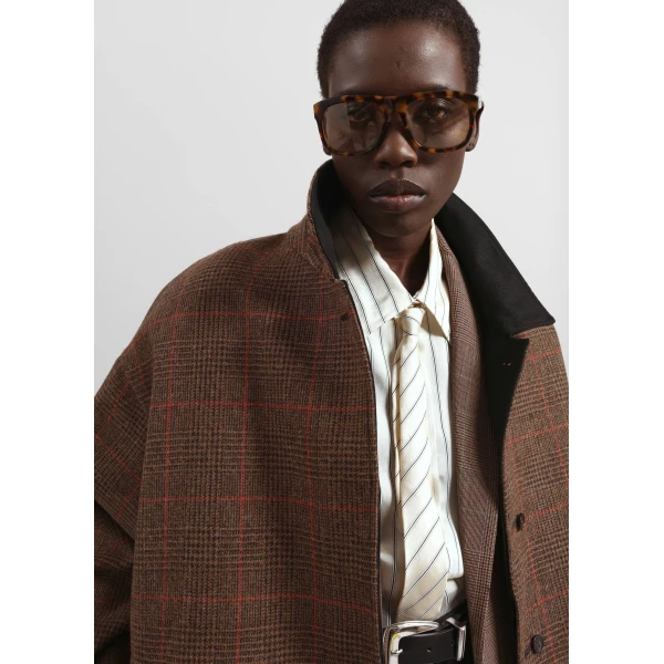 The Frankie Shop Elton Reversible Car Coat – Brown Glen Plaid, view 4