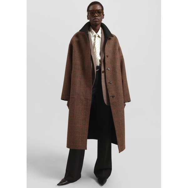 The Frankie Shop Elton Reversible Car Coat – Brown Glen Plaid, view 5
