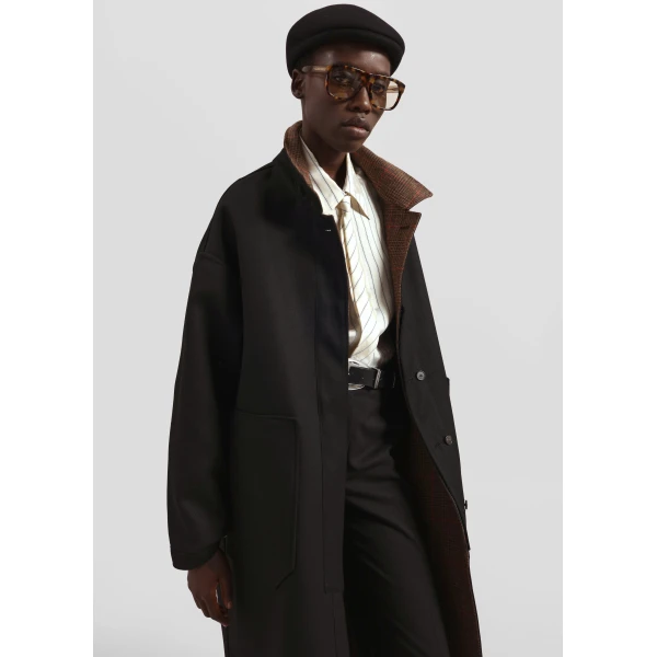 The Frankie Shop Elton Reversible Car Coat – Brown Glen Plaid, view 6