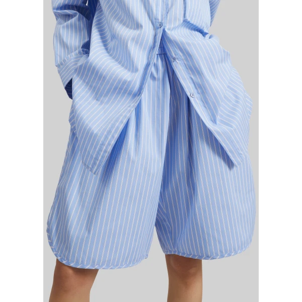 The Frankie Shop Elyn Cotton Bermuda Shorts - Blue/White Stripe - Oversized Minimalist Shorts in Multicolour - Shop at Luxury Shoes 
