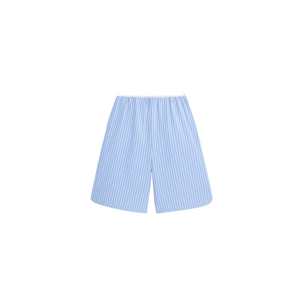 The Frankie Shop Elyn Cotton Bermuda Shorts - Blue/White Stripe - Oversized Minimalist Shorts in Multicolour - Shop at Luxury Shoes 
