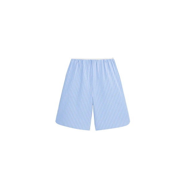 The Frankie Shop Elyn Cotton Bermuda Shorts - Blue/White Stripe - Oversized Minimalist Shorts in Multicolour - Shop at Luxury Shoes 