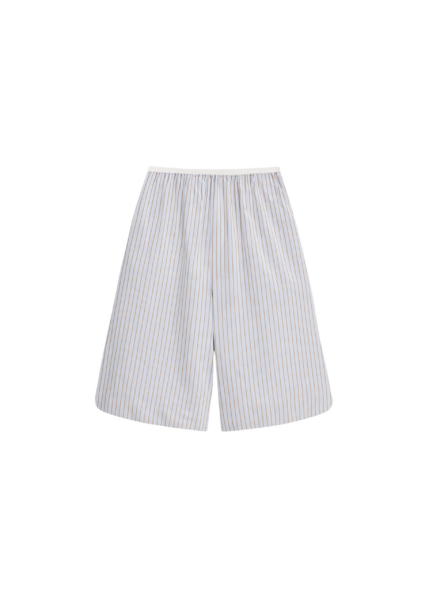 The Frankie Shop Elyn Cotton Bermuda Shorts - Light Blue/Brown Stripe - Oversized Minimalist Shorts in Multicolour - Shop at Luxury Shoes 