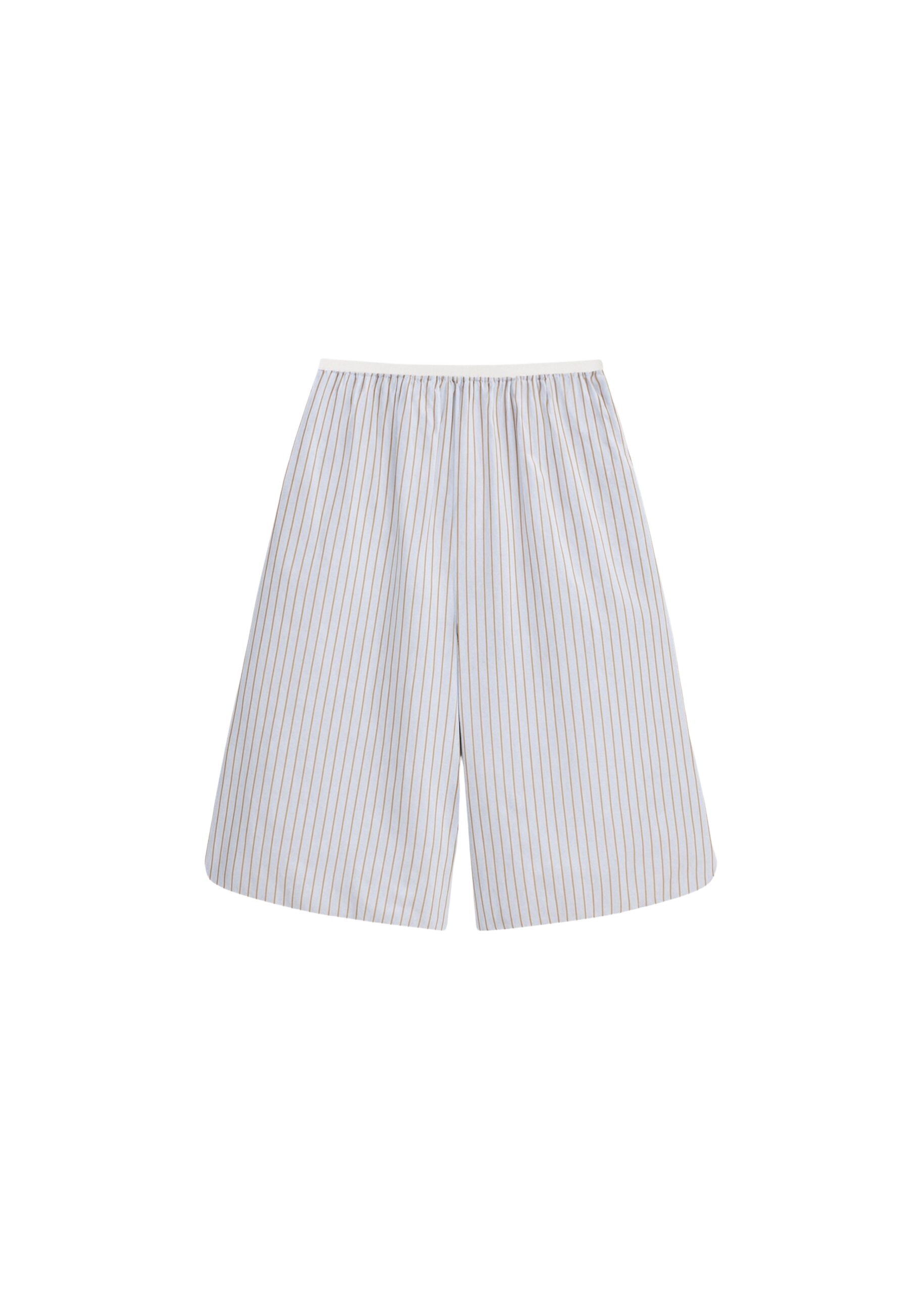 The Frankie Shop Elyn Cotton Bermuda Shorts – Light Blue/Brown Stripe