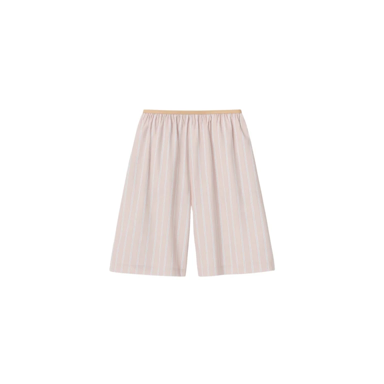 The Frankie Shop Elyn Elastic Bermuda Shorts - Pink/White Stripes - Oversized Minimalist Shorts in Multicolour - Shop at Luxury Shoes 