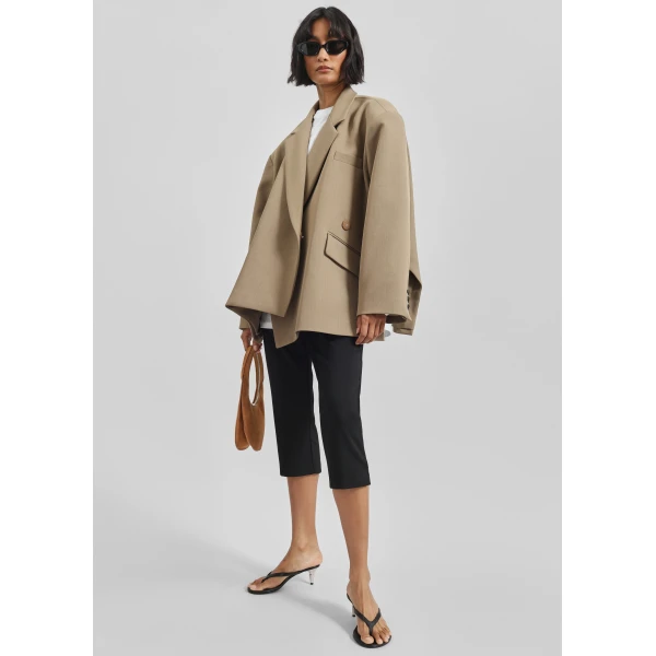 The Frankie Shop Emersyn Capri Pants - Black - Oversized Minimalist Pants in Black - Shop at Luxury Shoes 