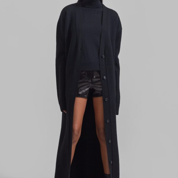 The Frankie Shop Emi Long Knit Cardigan – Black, view 2