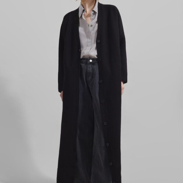The Frankie Shop Emi Long Knit Cardigan – Black, view 4