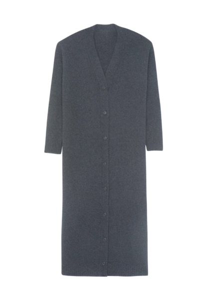 The Frankie Shop Emi Long Knit Cardigan - Dark Grey Melange - Oversized Minimalist Knitwear in Grey - Shop at Luxury Shoes 
