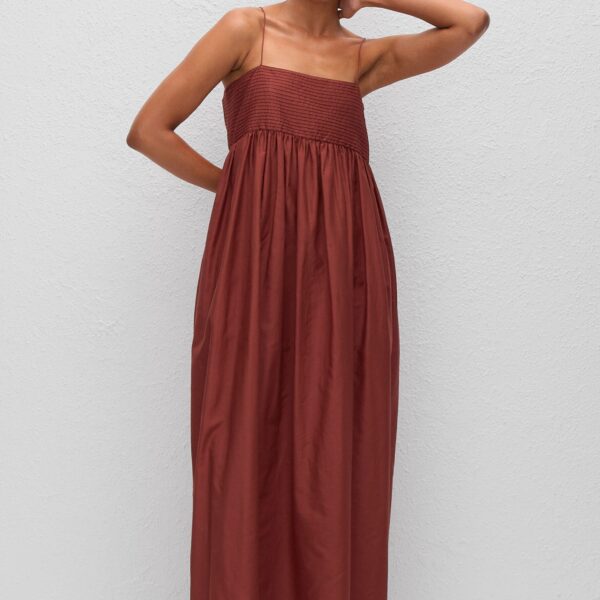 The Frankie Shop Empire Pintuck Bodice Dress – Maroc, view 5