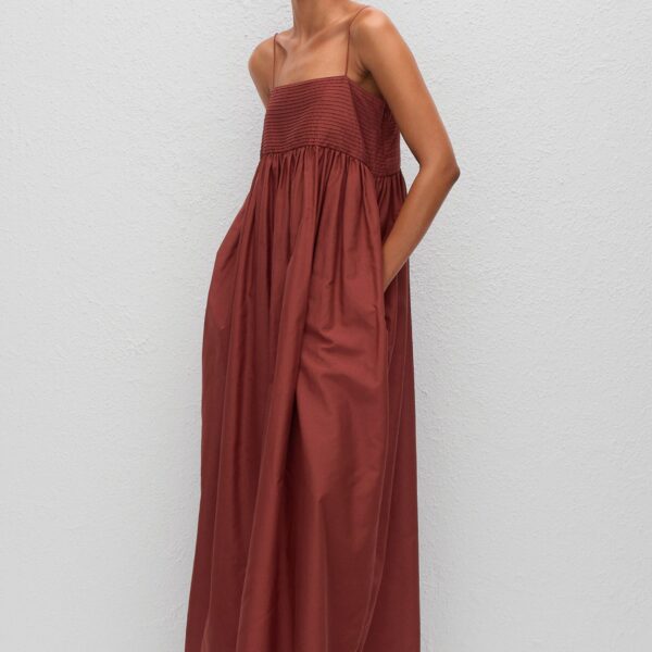 The Frankie Shop Empire Pintuck Bodice Dress – Maroc, view 6