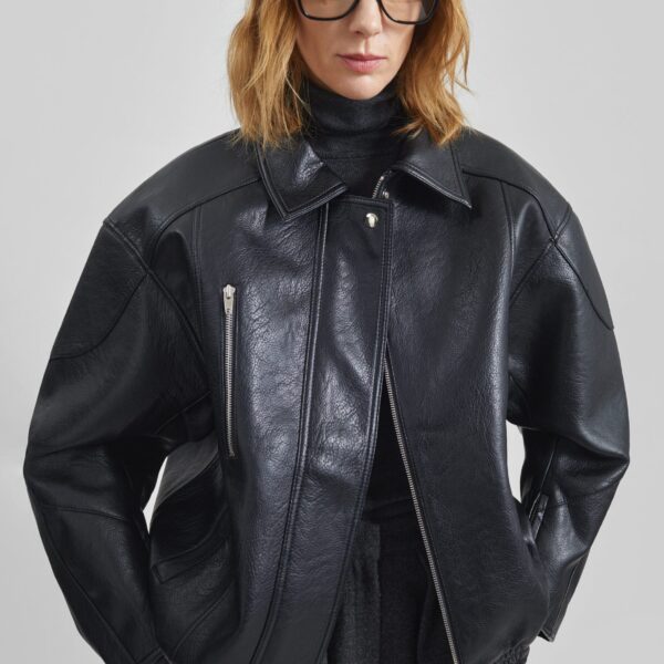 The Frankie Shop Enora Faux Leather Jacket – Black, view 2