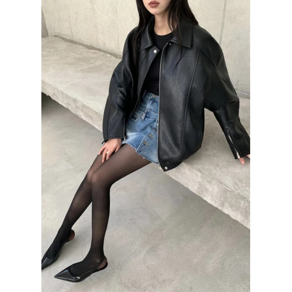 The Frankie Shop Enora Faux Leather Jacket - Black - Oversized Minimalist Jackets in Black - Shop at Luxury Shoes 