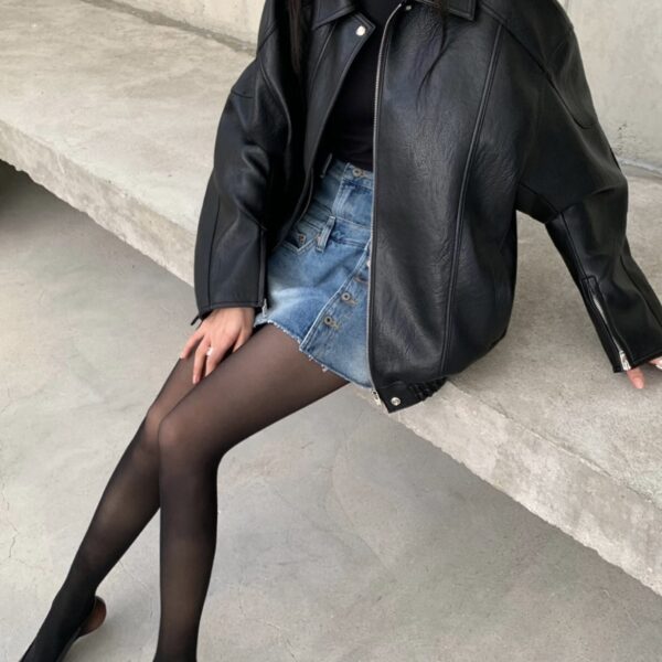 The Frankie Shop Enora Faux Leather Jacket – Black, view 3