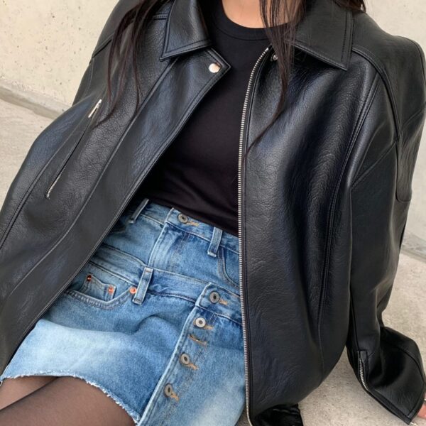 The Frankie Shop Enora Faux Leather Jacket – Black, view 6