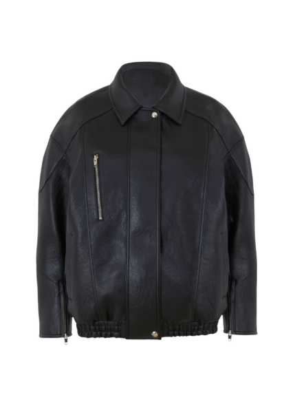 The Frankie Shop Enora Faux Leather Jacket - Black - Oversized Minimalist Jackets in Black - Shop at Luxury Shoes 