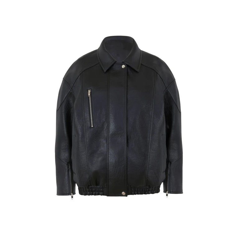 The Frankie Shop Enora Faux Leather Jacket - Black - Oversized Minimalist Jackets in Black - Shop at Luxury Shoes 