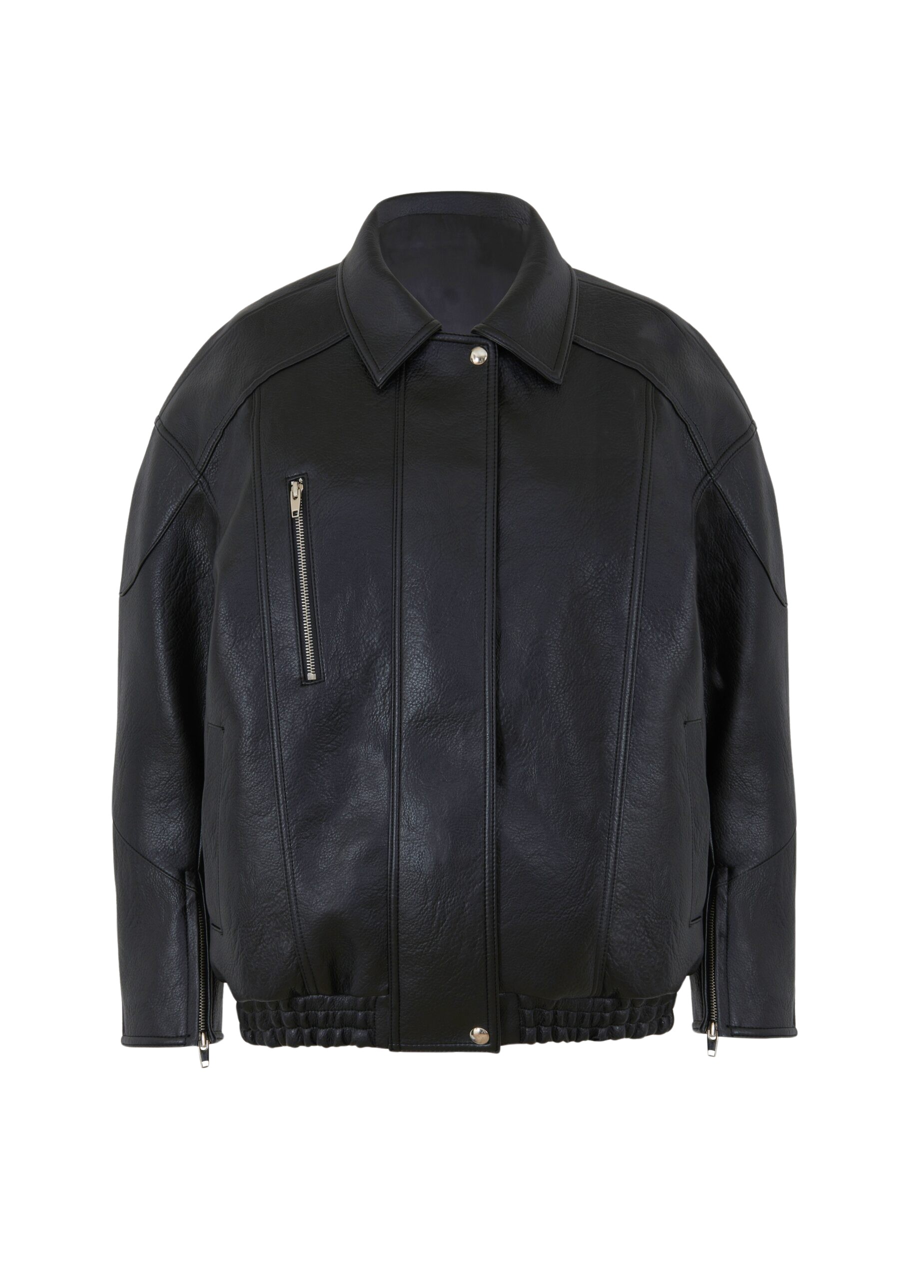 The Frankie Shop Enora Faux Leather Jacket - Black - Oversized Minimalist Jackets in Black - Shop at Luxury Shoes 