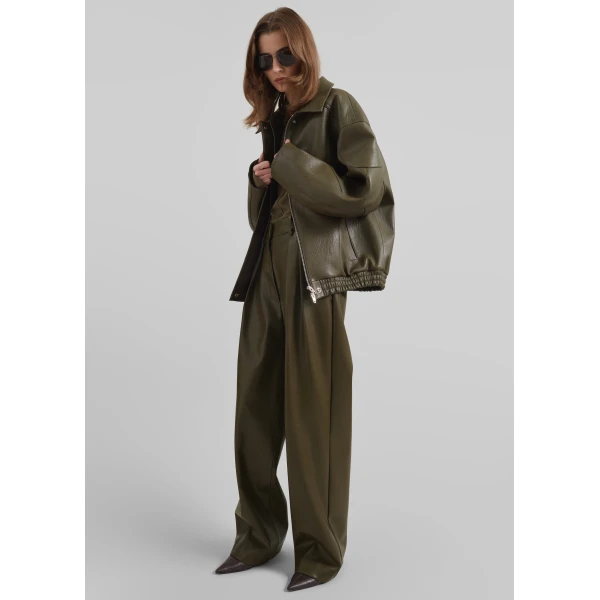 The Frankie Shop Enora Faux Leather Jacket – Olive, view 5