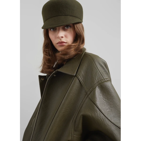 The Frankie Shop Enora Faux Leather Jacket – Olive, view 6