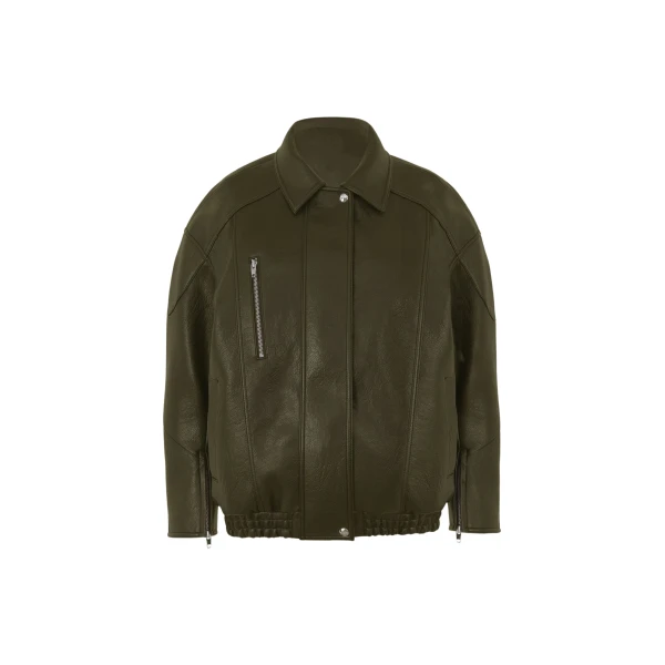 The Frankie Shop Enora Faux Leather Jacket – Olive