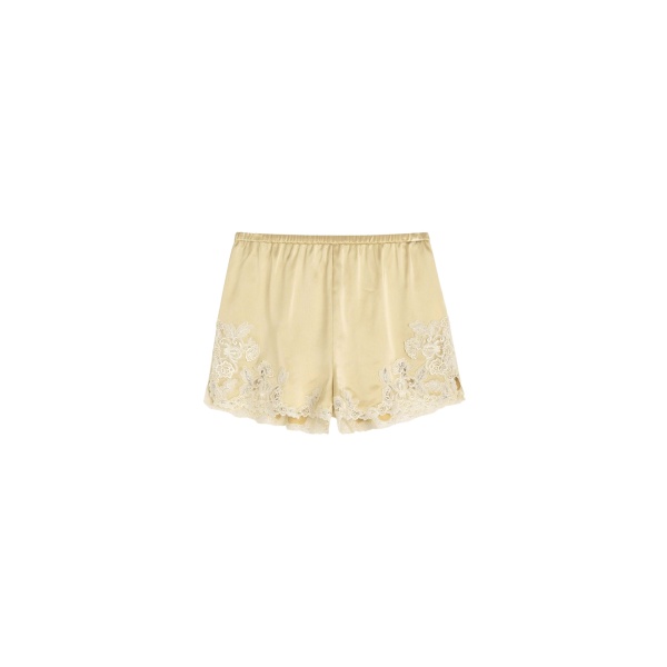 The Frankie Shop Eri Satin Shorts - Vanilla Cream - Oversized Minimalist Shorts in Ivory - Shop at Luxury Shoes 