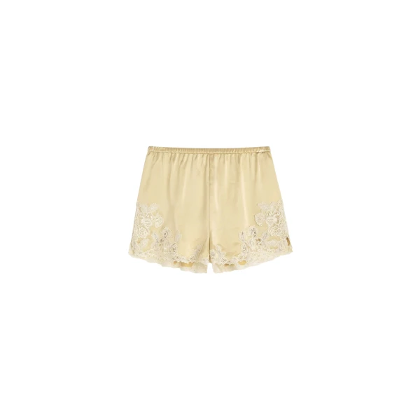 The Frankie Shop Eri Satin Shorts - Vanilla Cream - Oversized Minimalist Shorts in Ivory - Shop at Luxury Shoes 