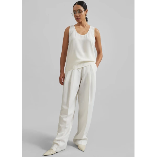 The Frankie Shop Esten Tank Top - Ivory - Oversized Minimalist Tops in Ivory - Shop at Luxury Shoes 