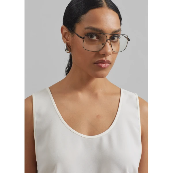 The Frankie Shop Esten Tank Top - Ivory - Oversized Minimalist Tops in Ivory - Shop at Luxury Shoes 