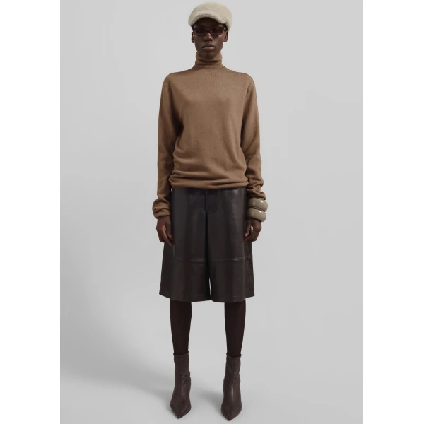 The Frankie Shop Eve Thin Turtleneck Sweater – Camel, view 6