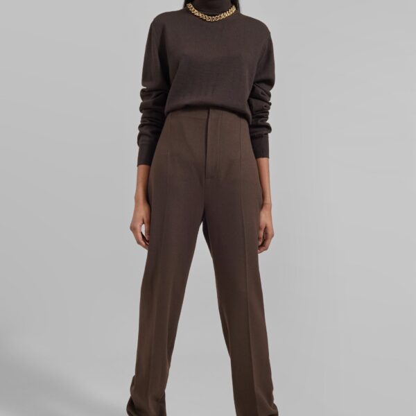 The Frankie Shop Eve Thin Turtleneck Sweater – Dark Brown, view 4