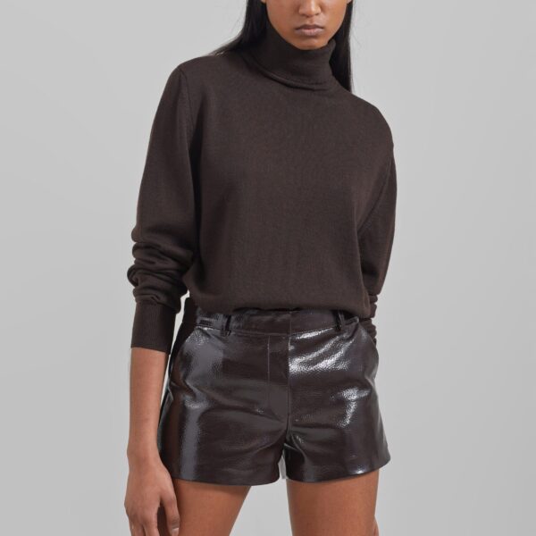 The Frankie Shop Eve Thin Turtleneck Sweater – Dark Brown, view 5