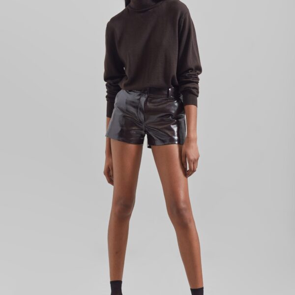 The Frankie Shop Eve Thin Turtleneck Sweater – Dark Brown, view 6