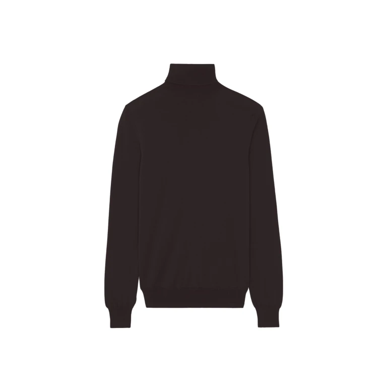 The Frankie Shop Eve Thin Turtleneck Sweater - Dark Brown - Oversized Minimalist Knitwear in Beige - Shop at Luxury Shoes 