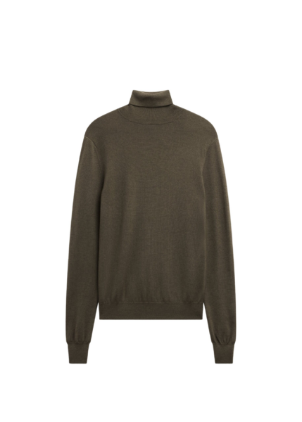 The Frankie Shop Eve Thin Turtleneck Sweater - Olive - Oversized Minimalist Knitwear in Green - Shop at Luxury Shoes 