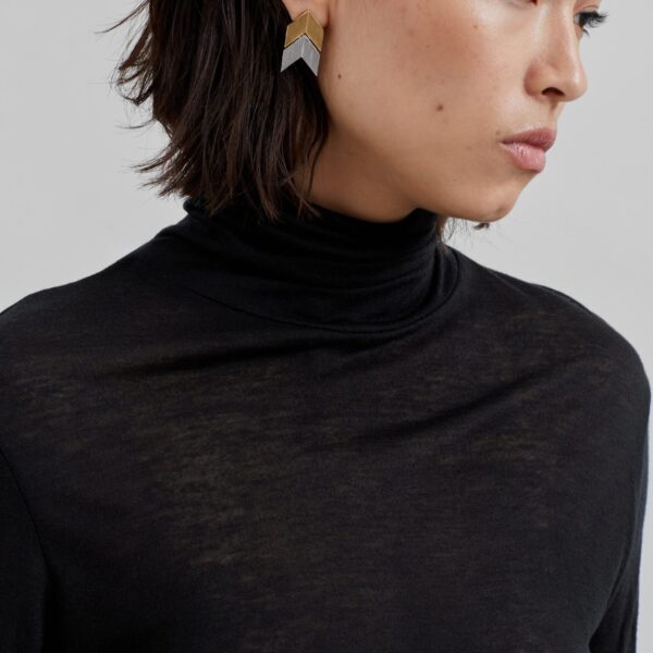 The Frankie Shop Evren Sheer Turtleneck – Black Knit, view 3