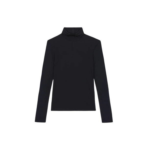 The Frankie Shop Evren Sheer Turtleneck - Black - Oversized Minimalist Knitwear in Black - Shop at Luxury Shoes 