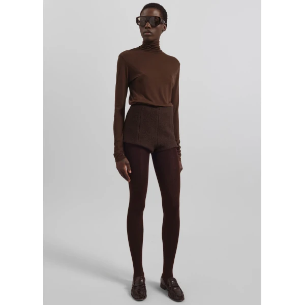 The Frankie Shop Evren Sheer Turtleneck - Brown - Oversized Minimalist Knitwear in Beige - Shop at Luxury Shoes 