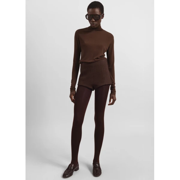The Frankie Shop Evren Sheer Turtleneck - Brown - Oversized Minimalist Knitwear in Beige - Shop at Luxury Shoes 