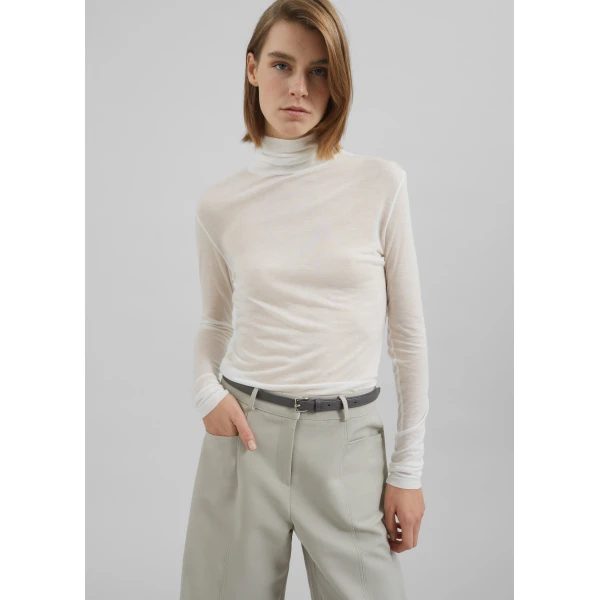 The Frankie Shop Evren Sheer Turtleneck - White - Oversized Minimalist Knitwear in White - Shop at Luxury Shoes 