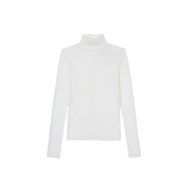 The Frankie Shop Evren Sheer Turtleneck - White - Oversized Minimalist Knitwear in White - Shop at Luxury Shoes 