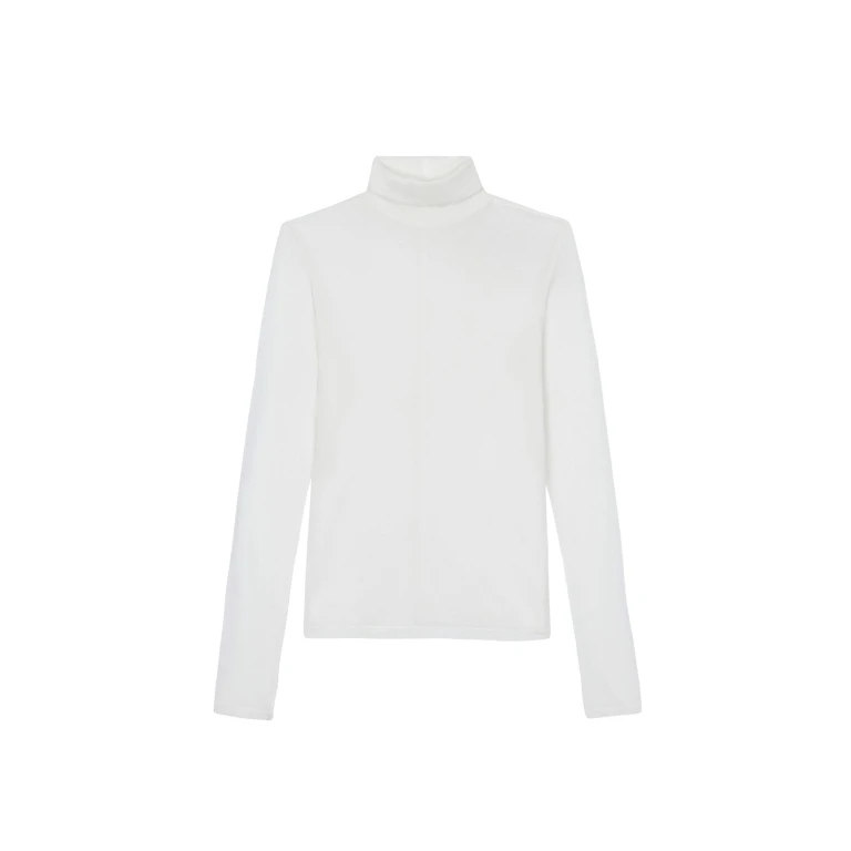 The Frankie Shop Evren Sheer Turtleneck - White - Oversized Minimalist Knitwear in White - Shop at Luxury Shoes 