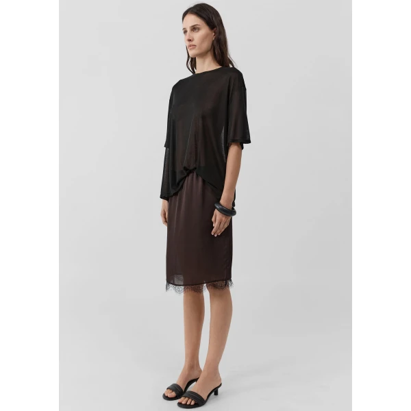 The Frankie Shop Fine Lace Skirt - Bark - Oversized Minimalist Skirts in Beige - Shop at Luxury Shoes 