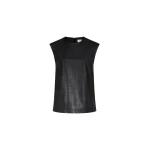 The Frankie Shop Fiza Ostrich-Effect Leather Top - Black - Oversized Minimalist Tops in Black - Shop at Luxury Shoes 