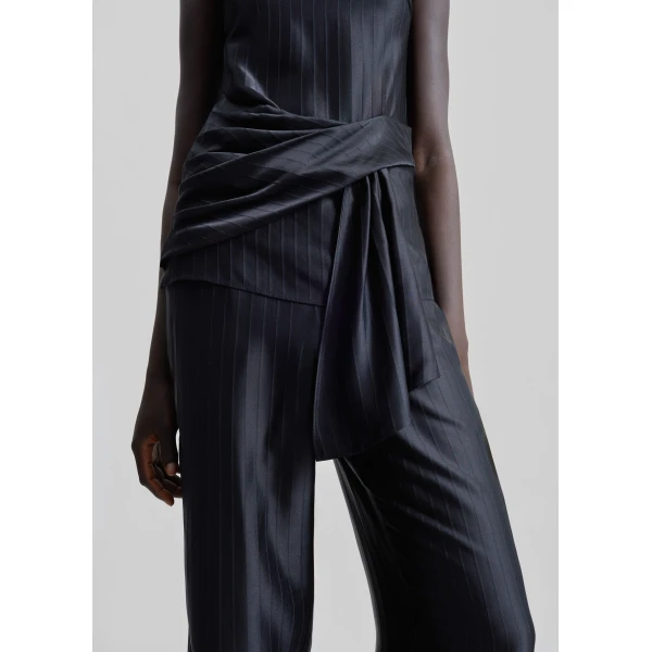 The Frankie Shop Fonda Draped Top - Black - Oversized Minimalist Tops in Black - Shop at Luxury Shoes 