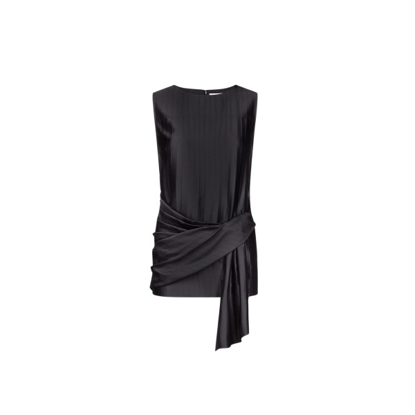 The Frankie Shop Fonda Draped Top - Black - Oversized Minimalist Tops in Black - Shop at Luxury Shoes 